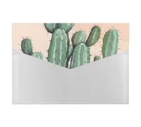 Watercolor Green Cactus File Folder, Plastic Accordion File Folders with 6 Pockets, Expanding File Organizer with Snap Closure, Portable Document Paper Organizer, Office Supplies Filing Folders