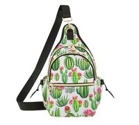 Watercolor Green Cactus Succulents Crossbody Bag Shoulder Bag, Polyester Sling Pack with Magnetic Front Pocket