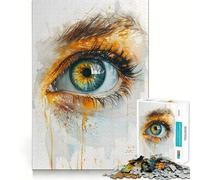 Watercolor Green Eye Art Jigsaw for Teenagers 1000 Pieces Memory Fun Game Smooth Burr Free Surface Birthday Gift Brain Teaser Toy (50x75cm)