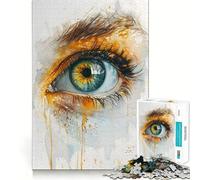 Watercolor Green Eye Art Jigsaw Puzzle 1000 Piece Creative Skill Toy Clean Cut Sturdy Components Travel-friendly Brain Game Gift (38x52cm)
