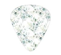 Watercolor Green Floral Leaf Eucalyptus Round Leaves Succulent,12 Pcs Guitar Pick,3 Different Thickness Plectrums for Acoustic Guitar Bass Ukulele (0.46mm 0.96mm 0.71mm)