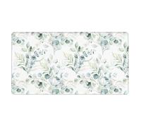 Watercolor Green Floral Leaf Eucalyptus Round Leaves Succulent,Mouse Pad Large Desk Pad Computer Keyboard Mouse Mat with Non Slip Rubber Base 40 x 70 cm