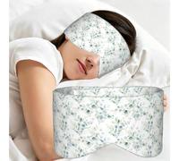 Watercolor Green Floral Leaf Eucalyptus Round Leaves Succulent, Sleep Mask for Home Travel, Full Eye Covers Light Blocking Eye Mask Sleep Eye and Ear Muffs
