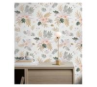 Watercolor Green Leaf Wallpaper Peel and Stick Home Decor Contact Paper Classic Warm White Vinyl Removable Wallpaper(Color 1,44cmx1000cm)
