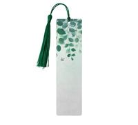 Watercolor Green Leaves Bookmark Butterfly Wooden Bookmark with Tassel Book Mark for Women Men Reading Page Markers Gifts for Book Lovers