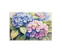 Watercolor Green Light Pink Purple Floral Art Hydrangea Painting Garden Flowers Poster 08x12inch(20x30cm)