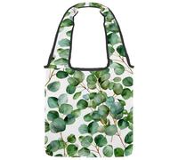 Watercolor Green Red Tropical Leaves and Flowers Canvas Tote Bag for Women, Reusable Grocery Shopping Cloth Bag with Wide Handle