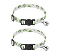 Watercolor Green Trees White Cat Neck Collar, 2 Pack Kitten Bell Collar