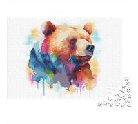 Watercolor Grizzly Bear 1000 Piece Jigsaw Puzzle for Adults, 70x50cm/1000pcs, Screen-Free Activity, Relaxing Indoor Time And Quiet Weekends