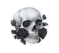 Watercolor Halloween Skull With Black Roses Round Magnetic Fridge Magnets For Kitchen Durable With Enduring Magnetism