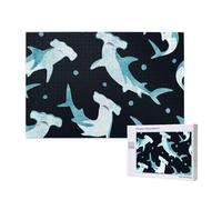 Watercolor Hammerhead Shark,1000 Pieces Wooden Jigsaw Family Game Jigsaw Puzzles for Adults Teens Home Decor
