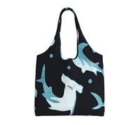Watercolor Hammerhead Shark,Reusable Tote Bags Grocery Bags Large Capacity Canvas Shopping Shoulder bag