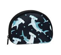 Watercolor Hammerhead SharkSmall Makeup Sanitary Napkin Storage Bag,Women's Cosmetic Coin Purse