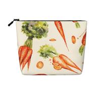 Watercolor Hand Drawn Carrots, Cosmetic Bag Imitation Linen Makeup Bag Portable Travel Toiletry Bag