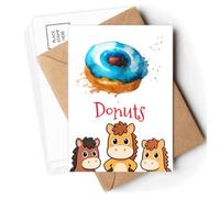 Watercolor Hand-painted Blue Dessert Postcards Envelopes Cards Mailing Year Horse
