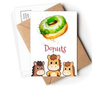 Watercolor Hand-painted Green Dessert Postcards Envelopes Cards Mailing Year Horse