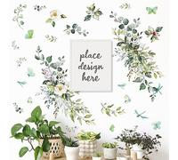 Watercolor Hanging Vine Wall Decals Green Leaves Wall Stickers for Living Room Plants Wall Art Mural Decals Peel and Stick Rustic Vines Wall Sticker for Bathroom Kids Bedroom Living Room Nursery Decor