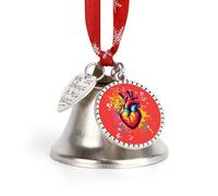 Watercolor Heart Colorful Christmas Bell & Sleigh Bells for Tree Decoration Hanging Ornaments Festive Decor Love Bell
