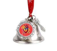 Watercolor Heart Colorful Christmas Bell & Sleigh Bells for Tree Decoration Hanging Ornaments Festive Decor Wing Bell