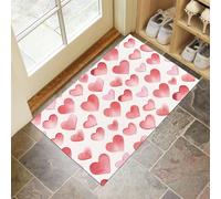 Watercolor Heart Doormat - Inside And Outside Welcome Mat, Pink Indoor Front Doormat With Non-Slip Backing, Heavy Duty Entrance Mat, 40 X 60 Cm Modern Simplicity