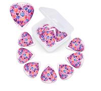 Watercolor Heart Print Guitar Picks 12 Pack with Custom Organizer Storage Box Guitar Accessories Ukulele for Acoustic Guitar Bass Gift of the Day