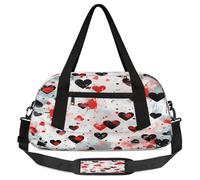 Watercolor Heart Splash Print Kids Duffel Bag for Boys Girls, Lightweight Travel Weekender Bag with Adjustable Strap, Overnight Gym Bag Toddler Sports Duffle for Workout Dance