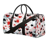 Watercolor Heart Splash Print Sports Tote Gym Bag for Men & Women, Water Resistant Foldable Travel Duffel Bag, Lightweight Carry-On Weekender Overnight Bag for Workout Hospital