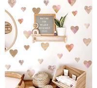 Watercolor Heart Wall Stickers Boho Heart Wall Decal Love Theme Sticker Peel and Stick Colorful Small Hearts Room Decals Cute Heart Pattern Stickers for Girls Room Baby Bedroom Nursery