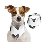 Watercolor Hearts Black White,Pet Bib Scarf Cats Dog Bandana Dogs Towel Bib Adjustable Pet Scarf,S