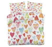 Watercolor Hearts Super King Size Duvet Cover Sets, Playful Style Bedding Set, 1 Soft and Comfortable Microfiber Quilt Cover and 2 Pillowcases 50×75, for Room Decor A784