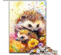 Watercolor Hedgehog JigsawPuzzle 1000 Pieces for Teenagers, Staycation Kill Time Birthday Present, Gifts, Wall Art for 14+ (50x75cm)