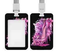 Watercolor High Hell Flowers Funny ID Badge Holder with Detachable Neck Lanyards Vertical Card for Offices Men Women