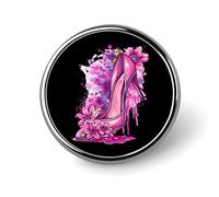 Watercolor High Hell Flowers Round Brooch Pin Lapel Pins Tie Suit Dress Accessories for Men Women Wedding Birthday