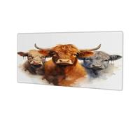 Watercolor Highland Cow Extended Mouse Pad Large Desk Mat with Non Slip Rubber Base Stitched Edges Gaming Mouse Pad for Keyboard Office Home 30 x 80 CM