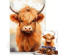 Watercolor Highland Cow for Adults 1000 Piece Puzzle Mental Workout Peaceful Recreation Unique Gift (38x26cm)