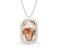 Watercolor Highland Cow Funny Pendant Necklace for Women Personalized Fashion Jewelry Diamond Necklaces for Wedding Birthday Gold Silver