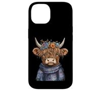 Watercolor Highland Cow Wildflowers Pajama Wild Animal Case for iPhone 14