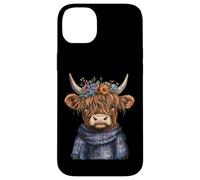 Watercolor Highland Cow Wildflowers Pajama Wild Animal Case for iPhone 14 Plus