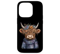 Watercolor Highland Cow Wildflowers Pajama Wild Animal Case for iPhone 14 Pro