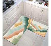 Watercolor Hill Kitchen Rug Set 2 Pieces, Non-Slip and Washable Kitchen Runner Mat Minimalism Standing Mats for Hallway, Dining Room and Entryway - 43x75cm+43x120cm, Peach