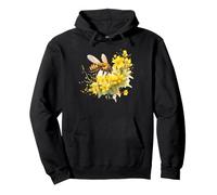 Watercolor Honeybee Yellow Flowers Pollinator Art Pullover Hoodie