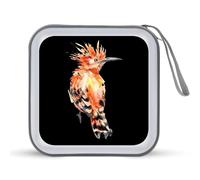 Watercolor Hoopoe Bird Funny CD Case 40 Capacity DVD Holder Portable Storage Disc Binder Wallet for Car Home Travel