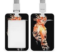 Watercolor Hoopoe Bird Funny ID Badge Holder with Detachable Neck Lanyards Vertical Card for Offices Men Women