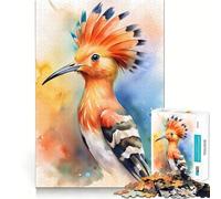 Watercolor Hoopoe Bird Portrait Jigsaw 1000 Piece Mind Skill Play Stable Fit No Shifting Parts Enjoyable Pastime for Long Weekends (50x75cm)