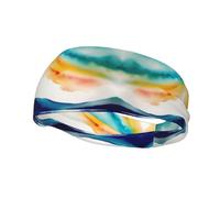 Watercolor Horizon on a White Fashionable Colorful Sports Headband - Breathable, Stretchable, Lightweight, Unisex, Soft