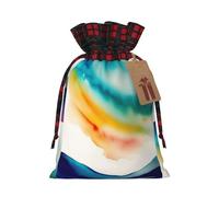 Watercolor Horizon On A White Holiday Printed Drawstring Pouch S For Party Wrapping, Wedding Favor, And Storage