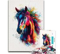 Watercolor Horse 1000 Piece Jigsaw Puzzles for Adults Gifts,Challenging To Complete But Fun And Humorous Unique Home Decor And Gifts (50x75cm)