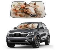 Watercolor Horse Floral Pattern Car Windshield Sun Shade Foldable Reflective Sunshade UV Protection Heat Block Front Window Shade for Car Truck SUV Keeps Interior Cool with Suction Cups