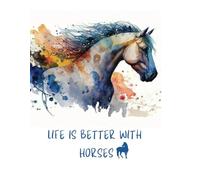 Watercolor Horse Lined Notebook: A4 Equestrian Notepad, 150 Ruled Pages With Beautiful, Realistic, Internal Horse Illustrations. Gift For Horse Lovers