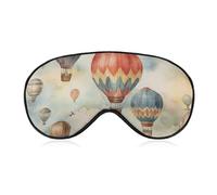 Watercolor Hot Air Balloon Sleep Mask for Women Men Side Sleeper Eye Cover with Adjustable Strap Soft Breathable Blackout Mask Slip-Free Deep Sleeping Travel Essentials